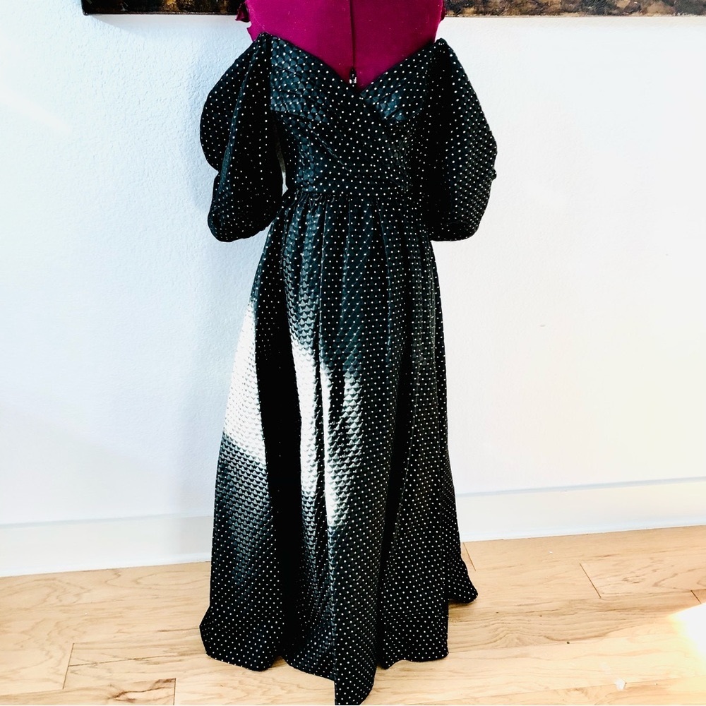 Black and gold quilted gown